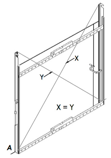 Fijación de guías verticales con medidas diagonales X e Y